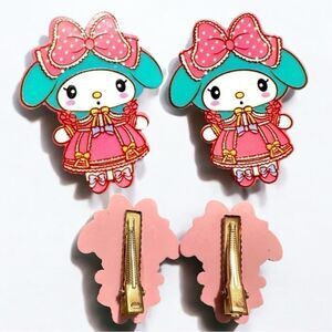 My Melody Hair Clips 2 Pcs – Cute Sanrio Acrylic Barrettes with Pink Bow